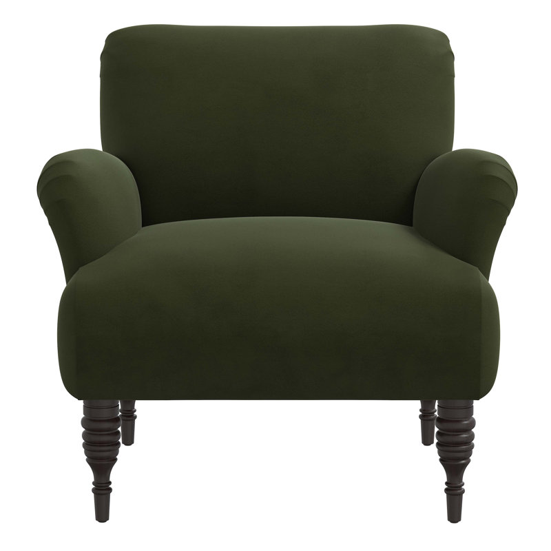 Upholstered Armchair, Classic Velvet Loden, Black Wood