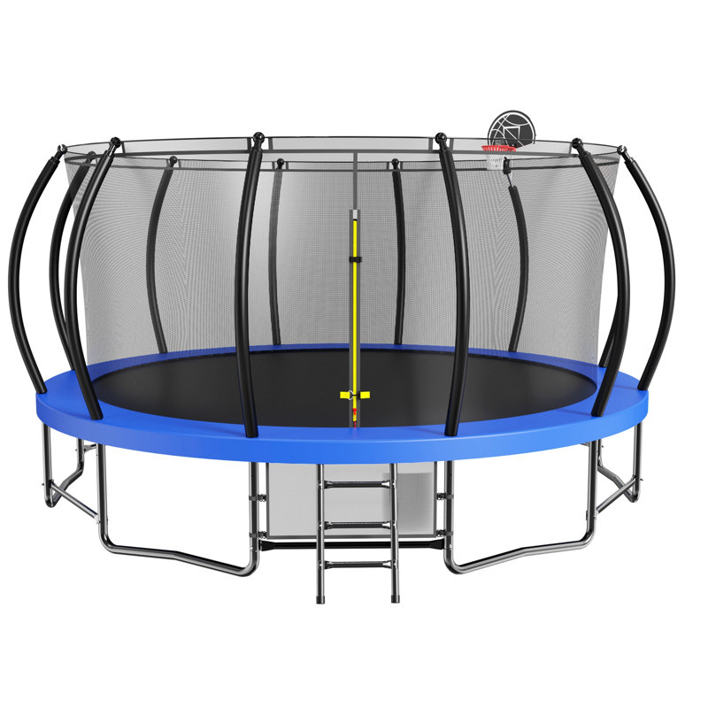 Structure de base trampoline spacieuse, coussin de sécurité pour enfant, Bleu
