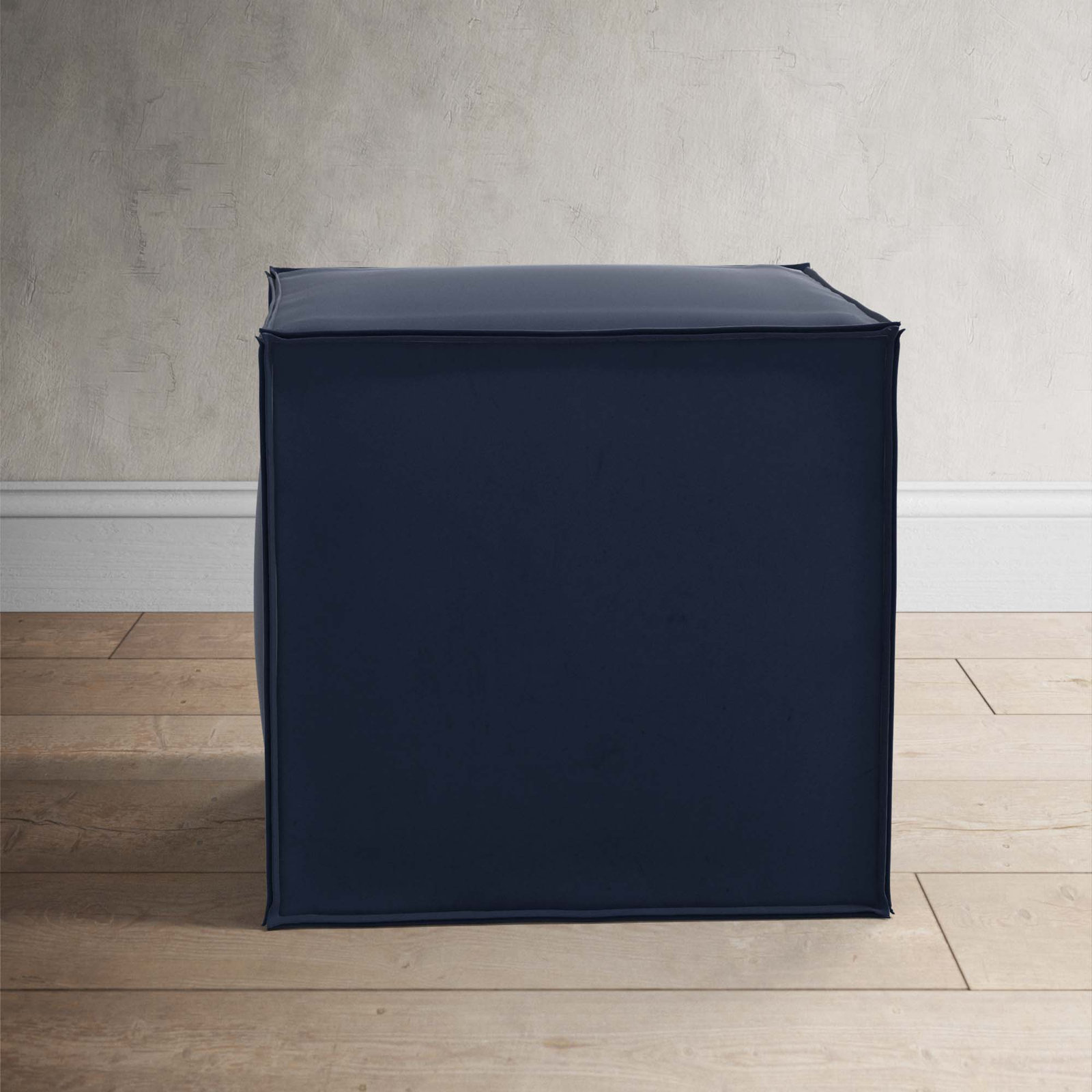 Tillie Upholstered Pouf, Classic Ink Performance Velvet