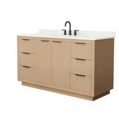 Ensemble de meuble-lavabo simple 60 po avec plateau en quartz Maroni