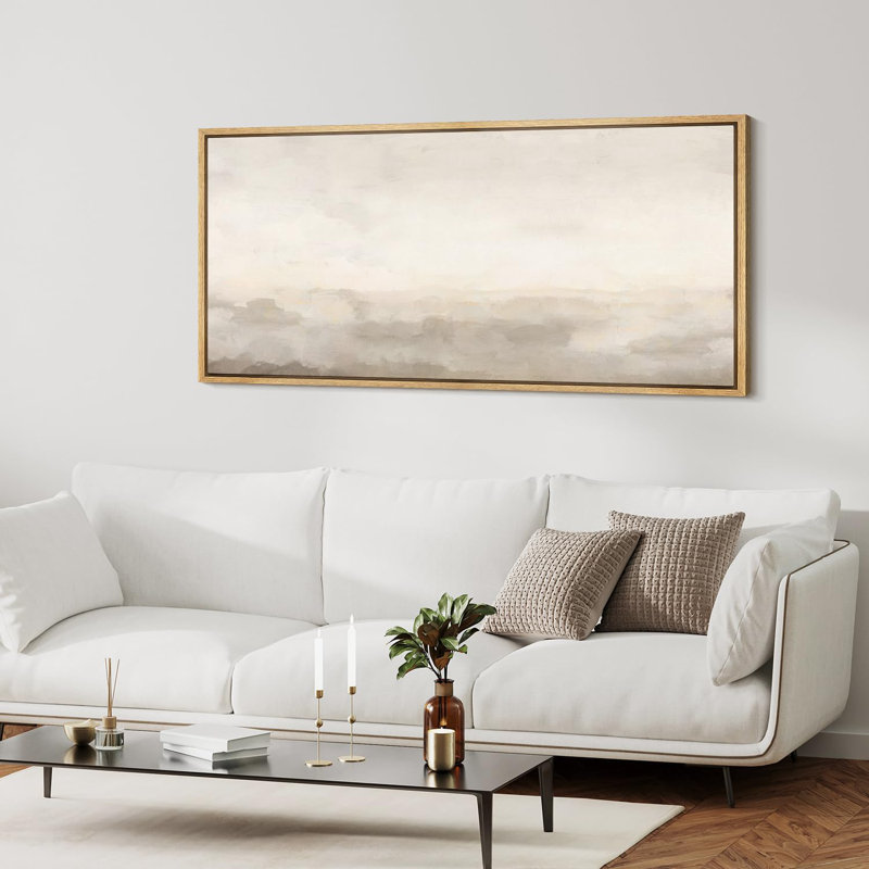 Minimal Landscape Muted Abstract Minimalist Neutral Décor Extra Large Framed Canvas Print Wall Art
