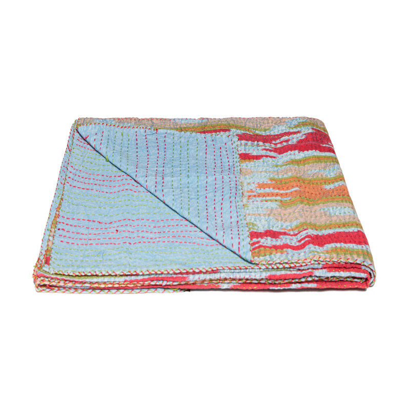 Kantha Quilted Throw Blanket