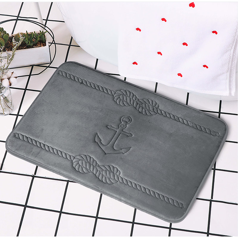 Tapis de salle de bain, L 17 po x L 24 po, Gris foncé