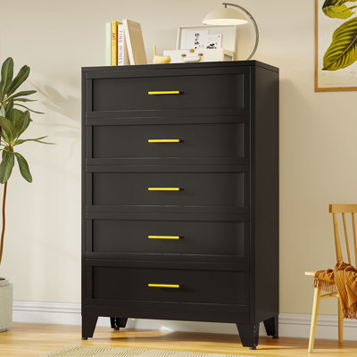 5-Drawer Metal Bedroom Dresser Closet Drawers Chest For Collection And Stoarge by George Oliver