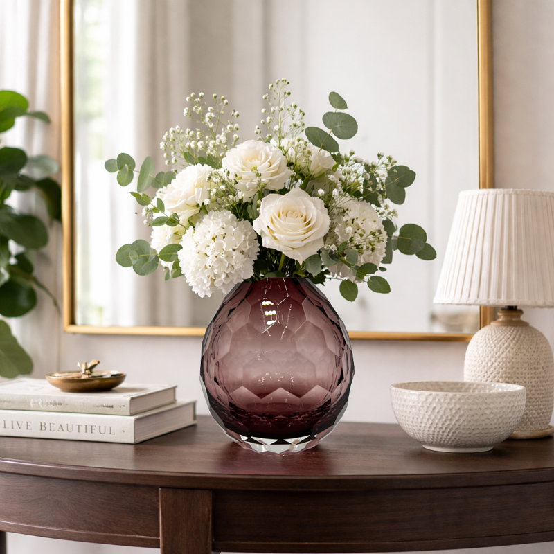 Vase de table en verre fait à la main Affer, Mauve