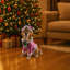 Statue de Noël Golden Retriever, figurine de chien de Noël en tenue de père Noël rose