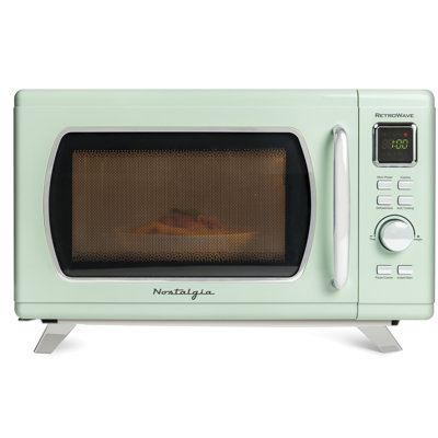 Nostalgie Mid-Century rétro 0,9 pi Pi. Four à micro-ondes de comptoir 900 watts avec affichage DEL, 5 niveaux de puissance, 8 réglages de cuisson