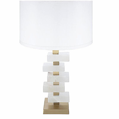 Lampe de table blanche et dorée D15 x 26,7 po (assemblage de l'abat-jour requis)
