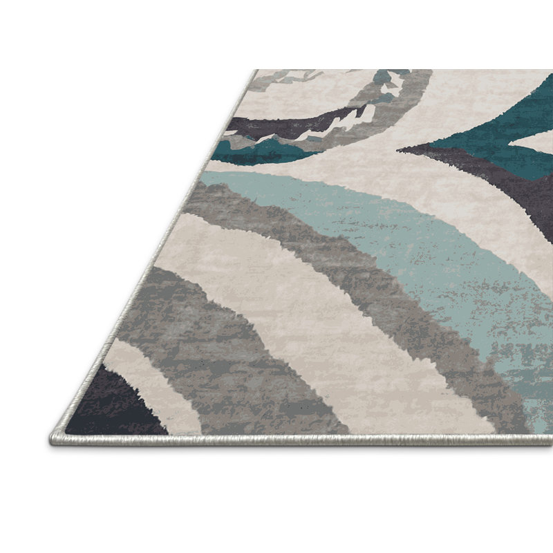Tapis beige soyeux et moelleux, Rond 6 pi