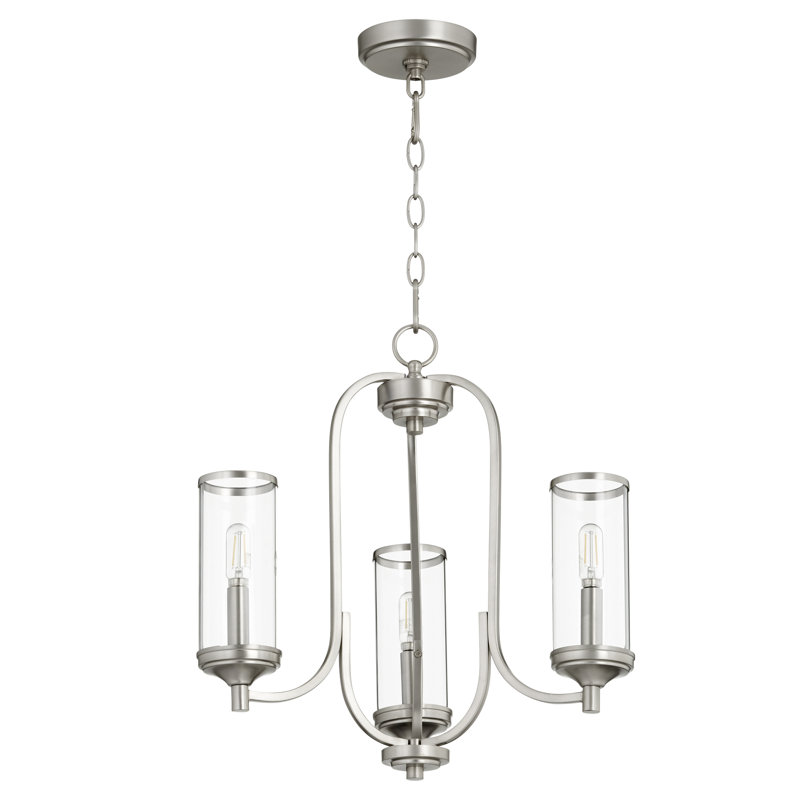 Lustre classique/traditionnel ombré 3 lumières Macomb, Nickel satiné
