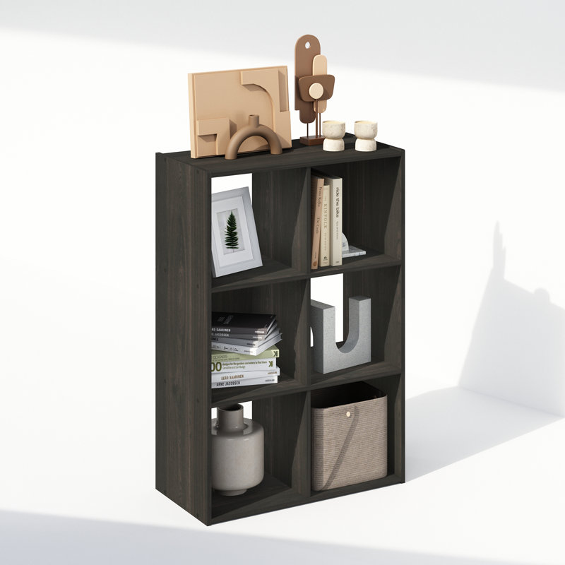 Nicholis 89.92cm H x 60.2cm W Cube Bookcase, Black