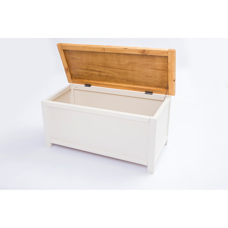 Banc de rangement en bois avec plateau rabattable, White