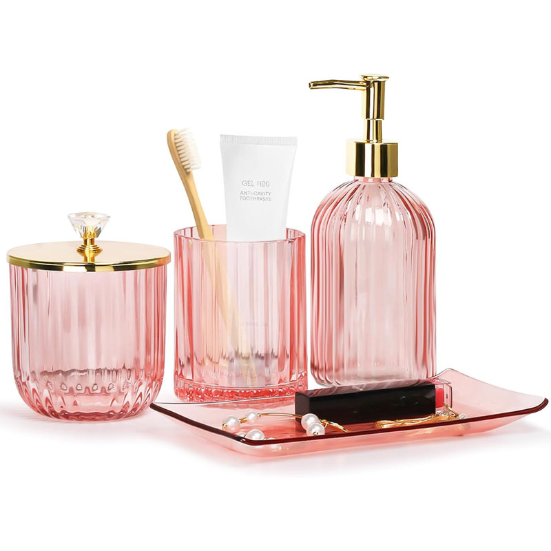 Accessoire de salle de bain Cothren, Verre rose