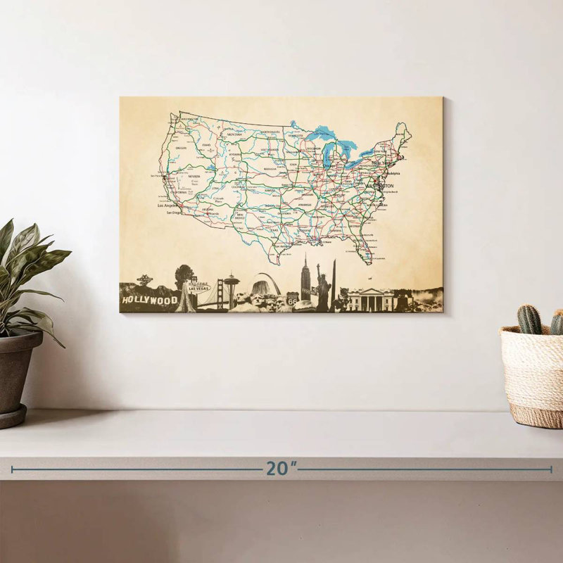 Aliaz Classic USA Map, 8" H x 12" W