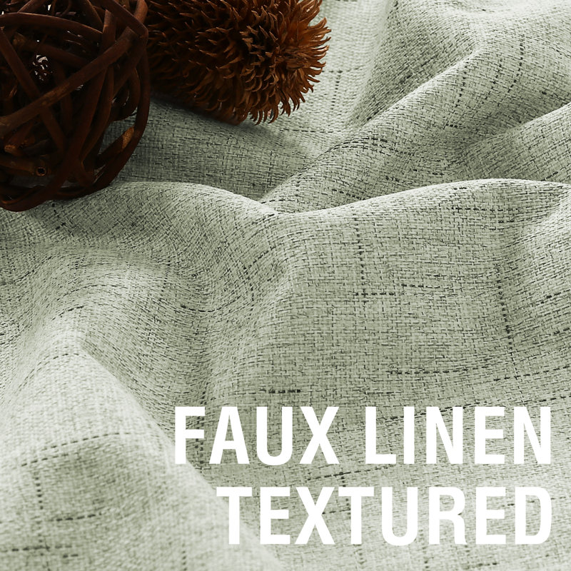 Faux Linen 100% Blackout Curtains for Bedroom Thermal Insulated Textured Linen Look Curtain Back Tab/Rod Pocket/Hook Belt Draperies 2 Panels