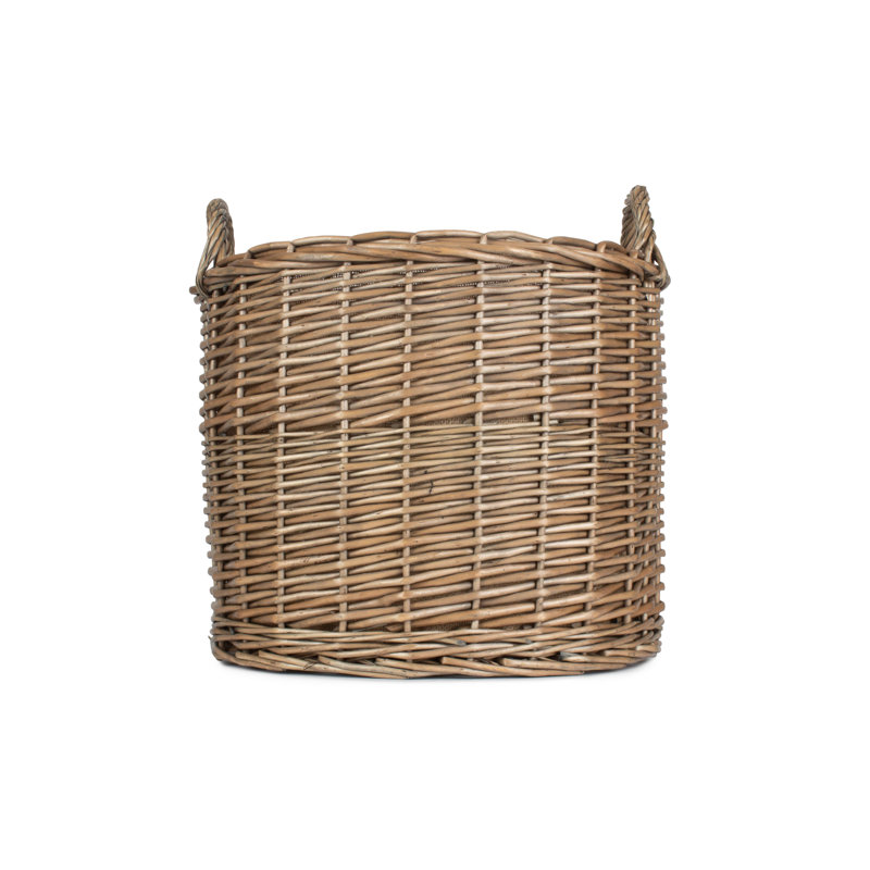 Wicker Lined Log Storage Basket, 40cm H x 42cm W x 42cm D