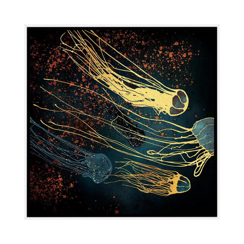 " Metallic Jellyfish ", 37" H x 37" W x 1.5" D, White Framed Canvas, No Matte