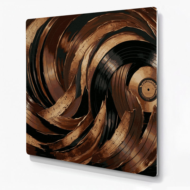 Musique, disques vinyles rétro, art mural en métal brun, H 8 po x l 8 po