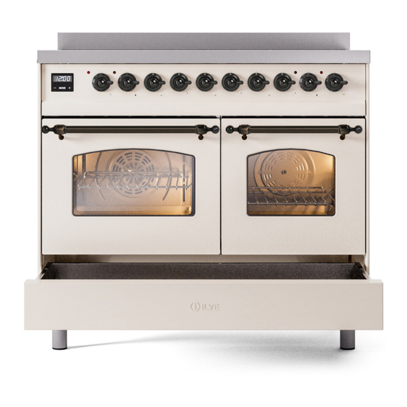 ILVE Nostalgie II 40 in Induction Range, Antique White/Bronze