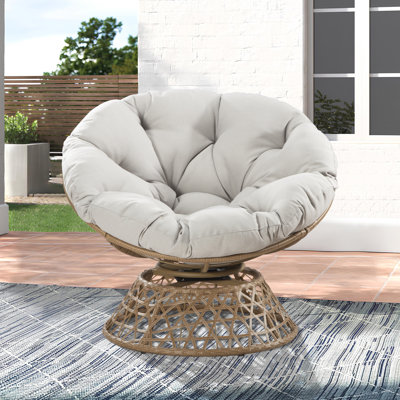 Outdoor 360° Swivel Wicker Papasan Chair - Premium Rattan, Soft Cushion & Durable Frame, Oversized Reading Chair