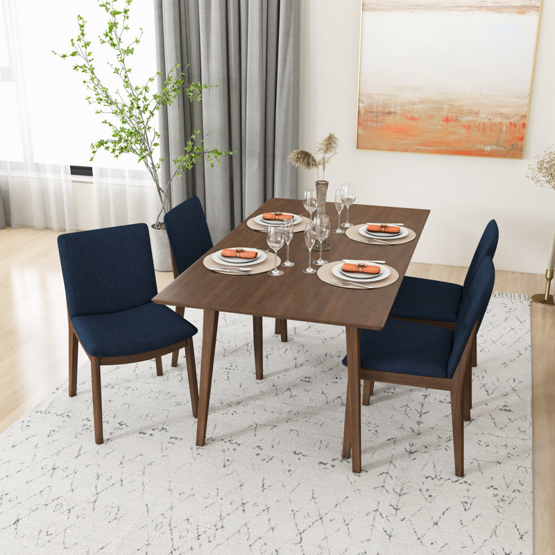 Ensemble repas pour 4 personnes Dipson, Noyer, Bleu