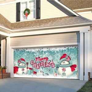 The Holiday Aisle® 2 Snowmen Merry Christmas Garage Door Mural ...