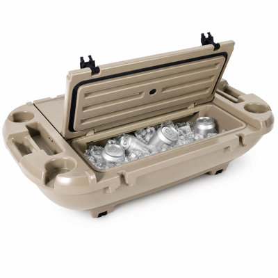 Glacière flottante étanche kaki 40 QT (sans roulettes), robuste et sans roues, idéale pour le camping, la plage, le kayak, le bateau, la piscine et les lacs.