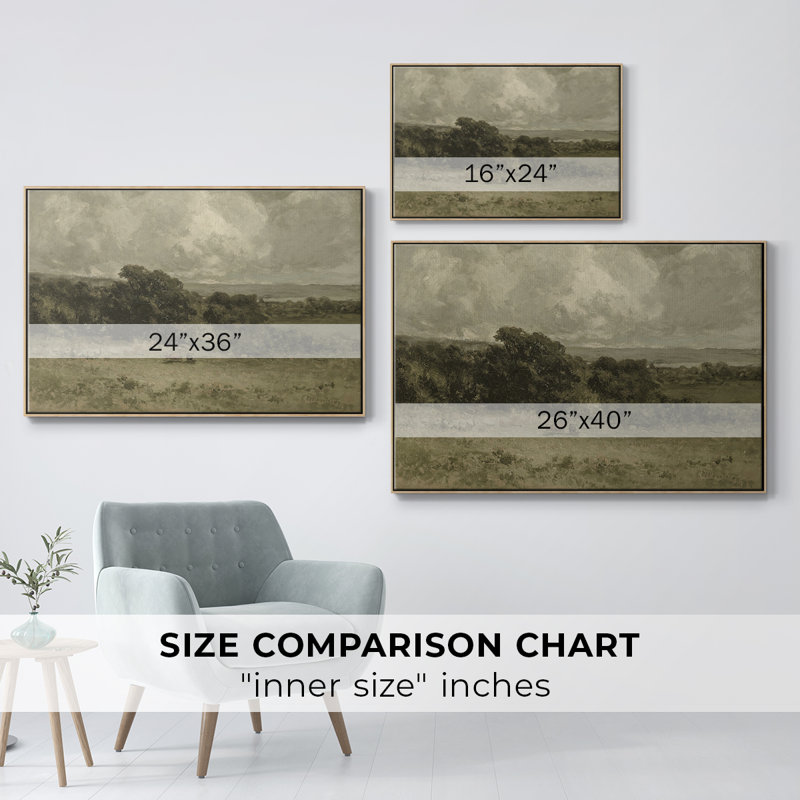 " Vintage Landscape - DCCXII ", Natural Floater Framed Canvas, 25" H x 37" W x 2" D