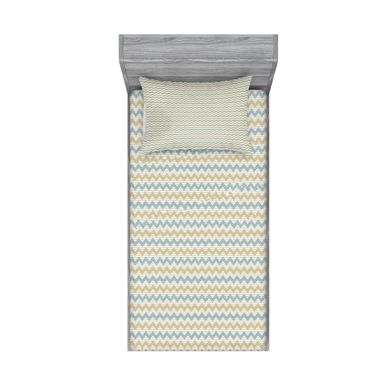 Microfiber Chevron Sheet Set, Twin XL Sheet Set with Fitted Sheet