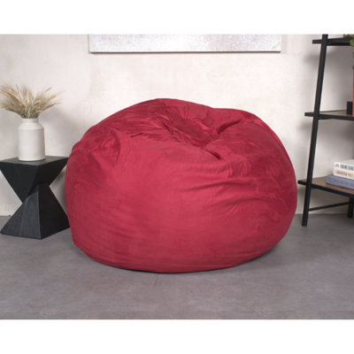Fauteuil à billes en mousse haute déchiquetée, 5 pieds pour le confort, housse en microsuède rouge amovible, convient à la chambre et à l'espace de lecture, fauteuil confortable de 56 x 42 ans pour tous les âges, mousse, housse en rouge, salon,