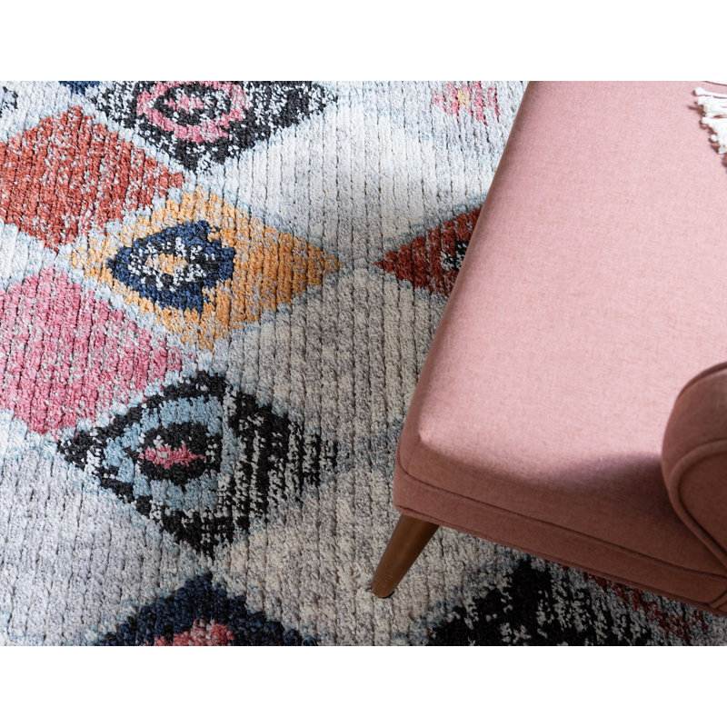 Victorville Abstract Biscotti Multi Area Rug, Round 4'