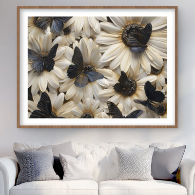 Papillons foncés, reproduction matte encadrée pour la décoration intérieure