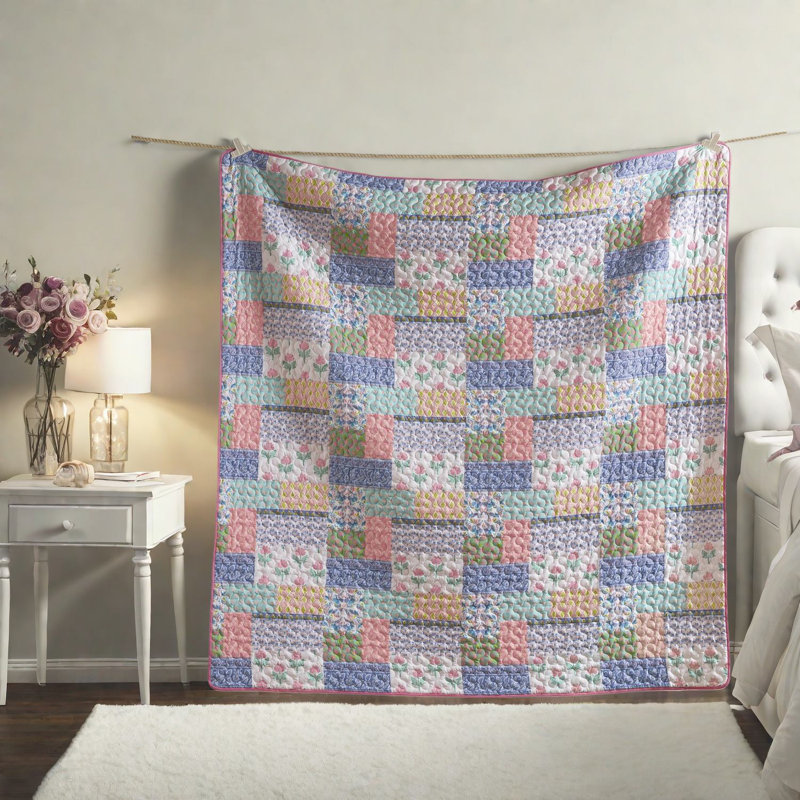 Reversible 4-piece Bedding Sets, Lightweight Polyester, Patchwork Design, Full/queen Size