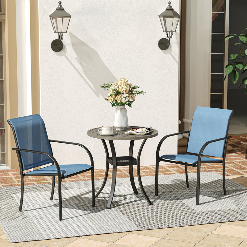 Table de salle à manger d'extérieur ronde de 27,6 po Thaliana, Gris gris