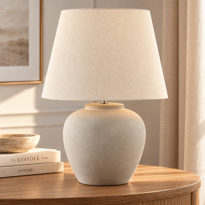 20" Sand (Light Beige) Neutral Ceramic Table Lamp