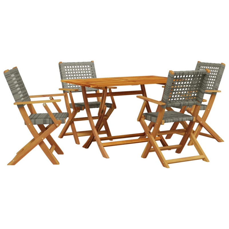 4 - Person Wood Patio Dining Set with Rectangular Table , Cushions Included