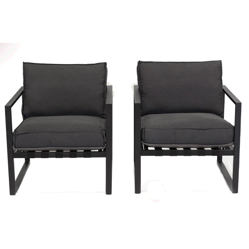 Chaise de patio avec coussins Rauno, Gris anthracite