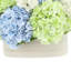 Assortiment d'hortensias et de viornes dans un vase en céramique