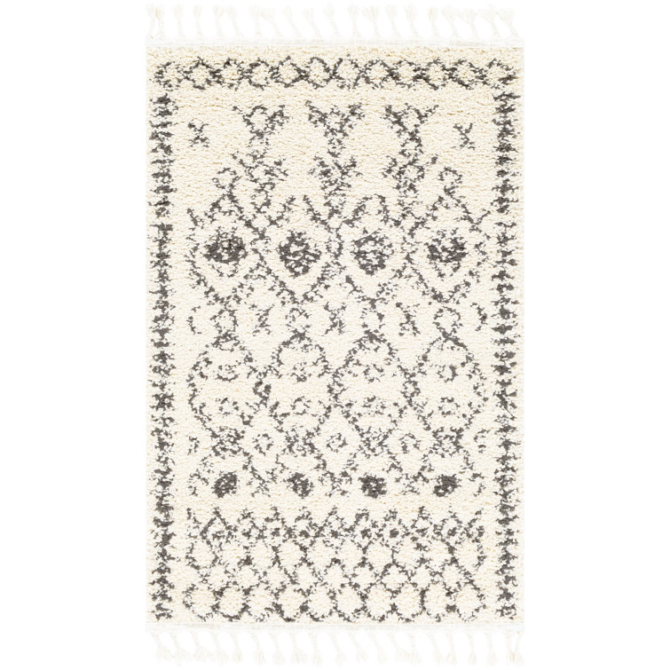 Mossy Moroccan Charcoal Grey/Beige Area Rug