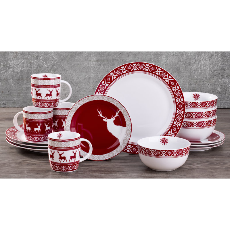 16 Piece Nordic Reindeer Dinner Set
