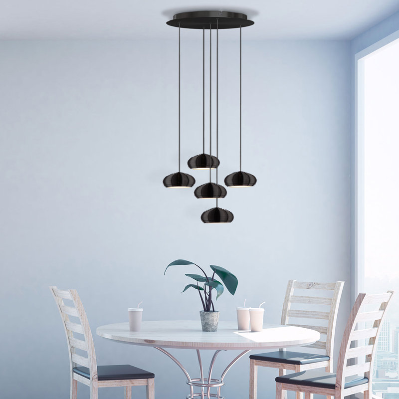 Luminaire suspendu à dôme en grappe 5 lumières Chana, Noir mat