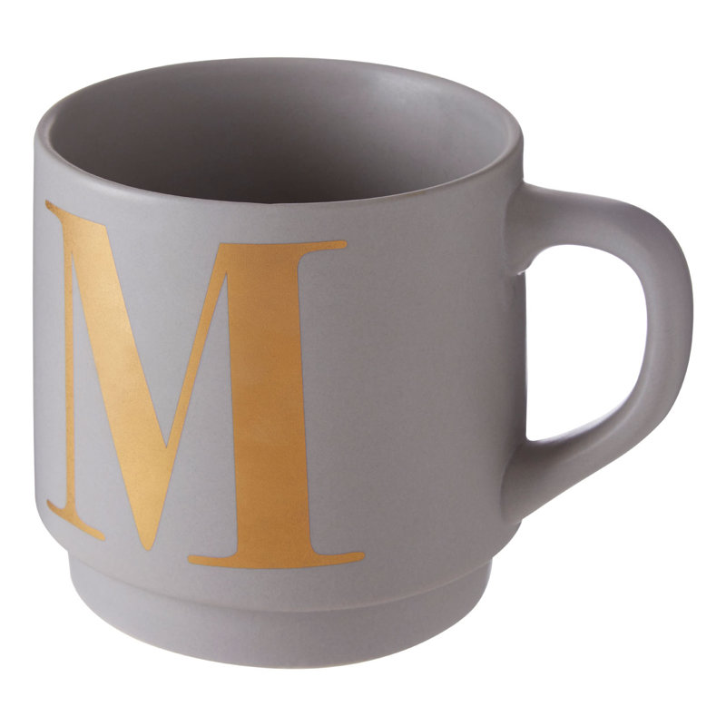 Ethel Porcelain Coffee Mug, M, Grey/Gold
