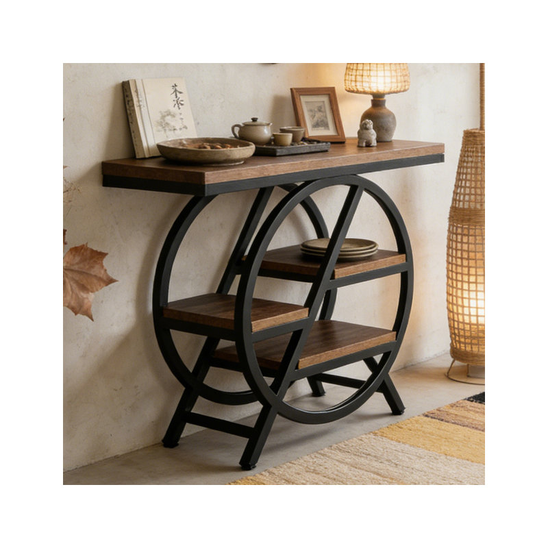 Console, H 25,61 po x l 25,61 po x P 11,82 po, Brun rustique