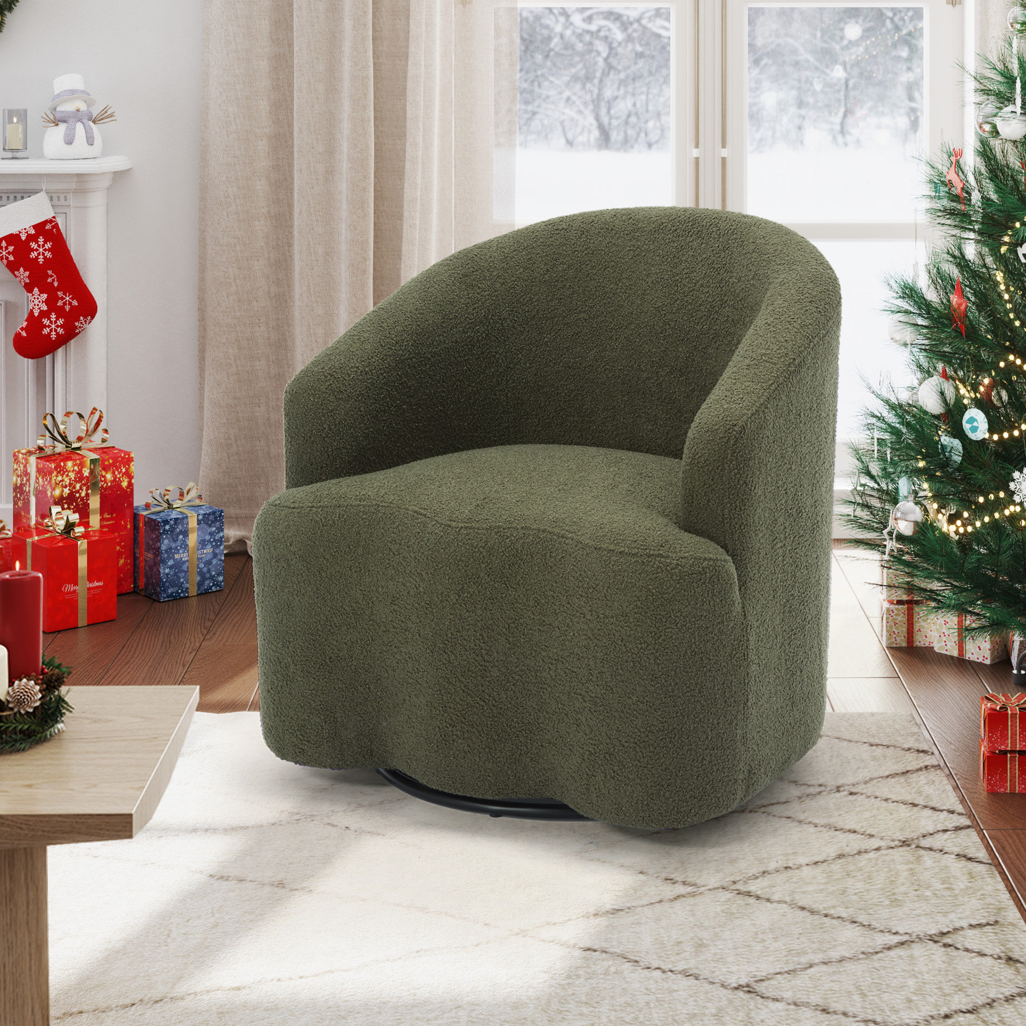 Stearne 27.4" Wide Modern Soft Upholstery Swivel Accent Chair with Design Cushion
