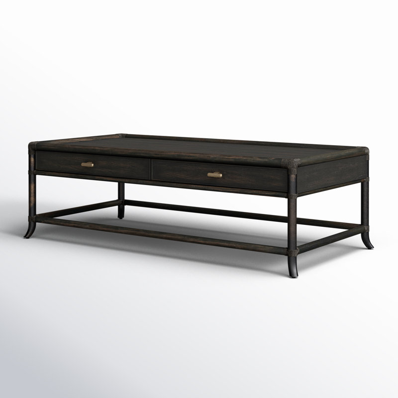 Bellmont Solid Wood Coffee Table with Storage, Black Sand
