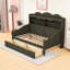 Lit de jour simple en bois avec tiroirs de rangement et tablettes intégrées-1442036929
