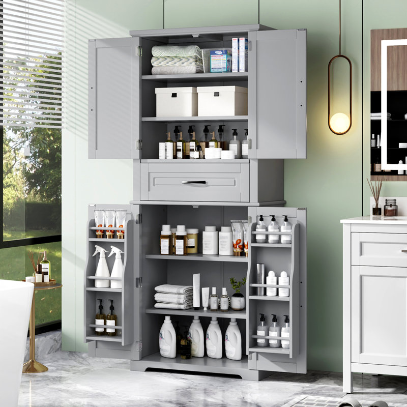Armoire de rangement élégante pour salle de bain, armoire de rangement avec rangement, Gris