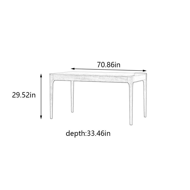 New Chinese rectangular solid wood dining table, 29.52"H x 70.86"L x 33.46"W
