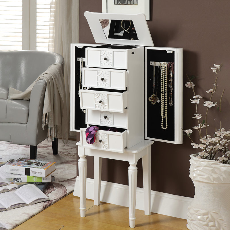 Armoire à bijoux 4 tiroirs avec miroir