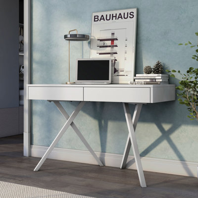 Jabary 47.25"H X 30"W 2-Drawer Writing Desk with Power Outlet